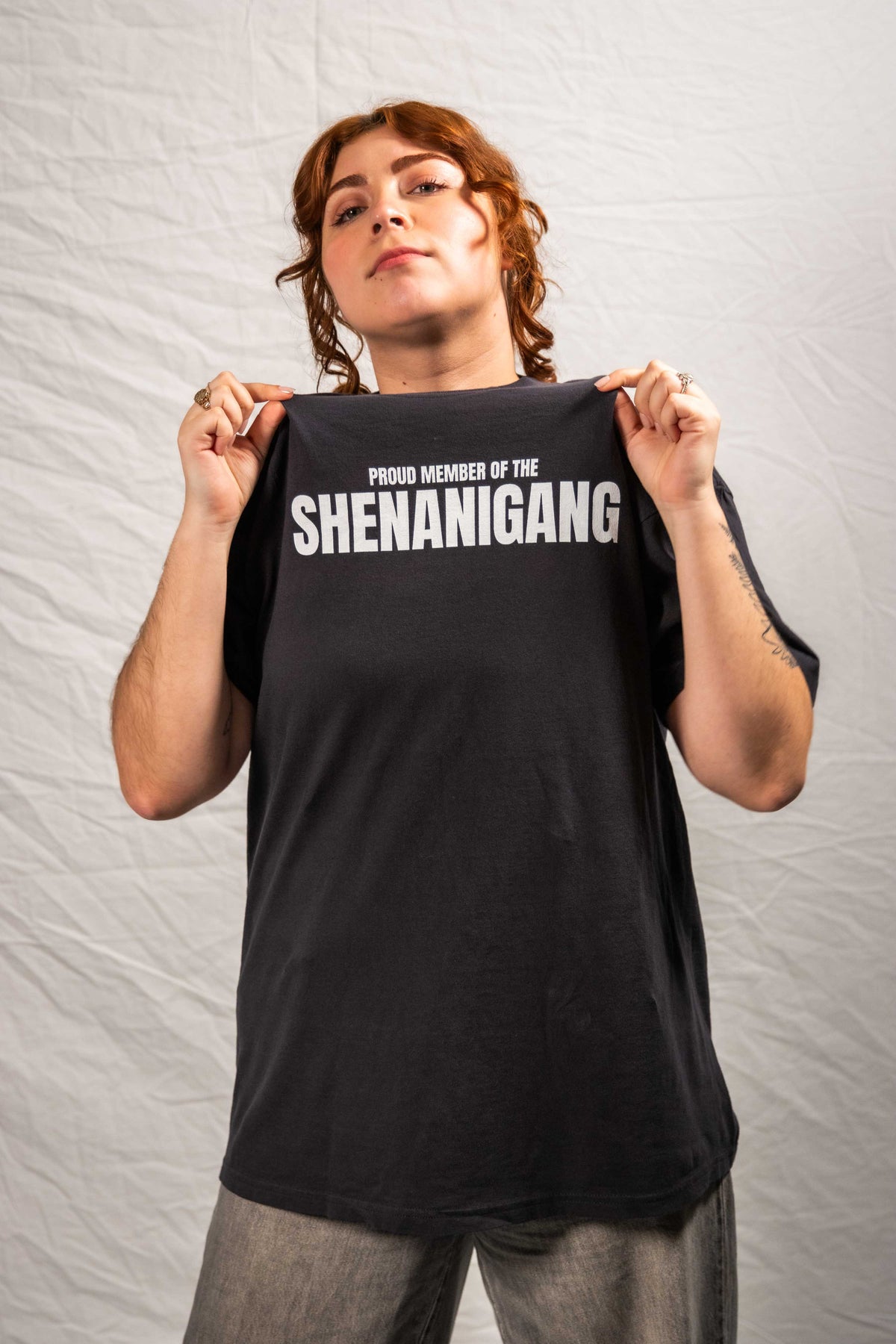Shenanigang T-Shirt - White on Black