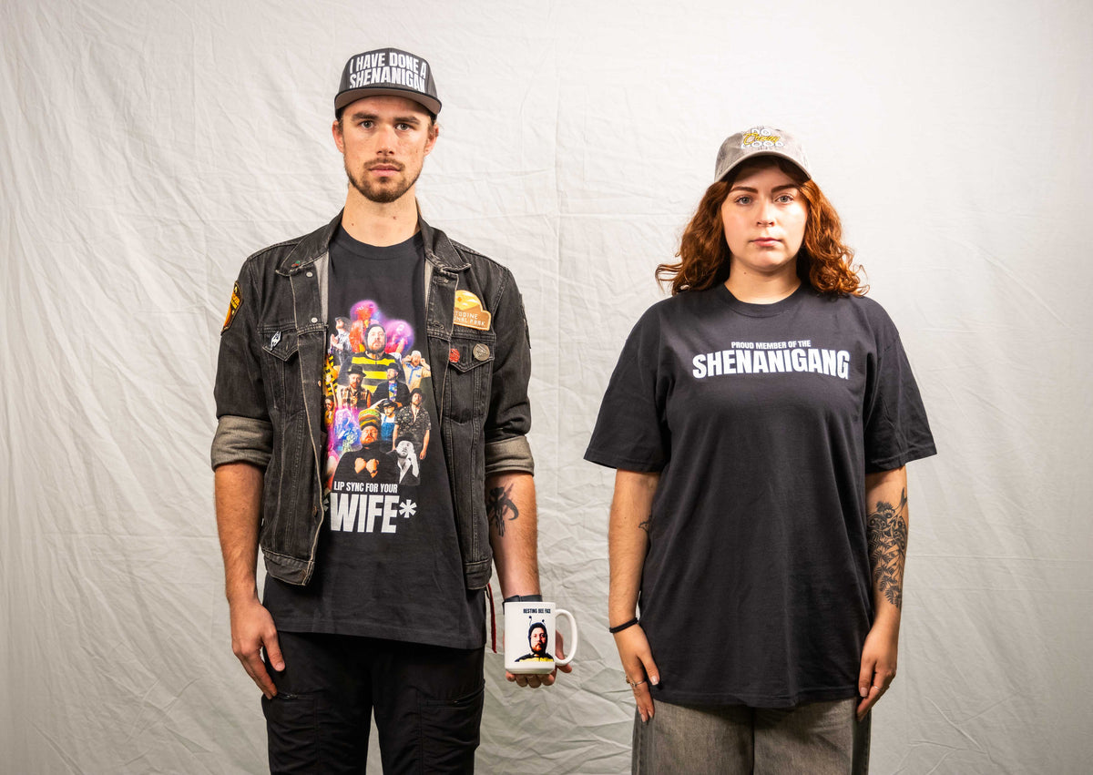 Shenanigang T-Shirt - White on Black